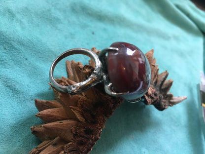 Armament Collection - Red Agate Silver Osprey Claw Ring