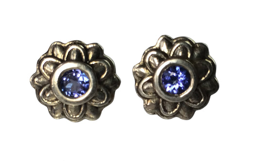 Victoria Collection - Sterling Silver Tanzanite Studs