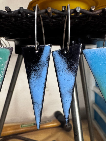 Black and blue silver enamel earrings