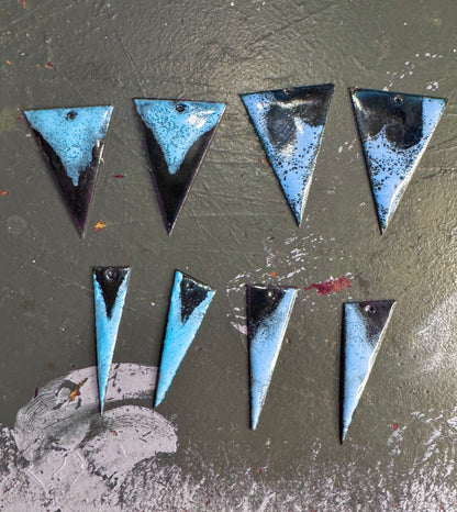 Black and blue silver enamel earrings