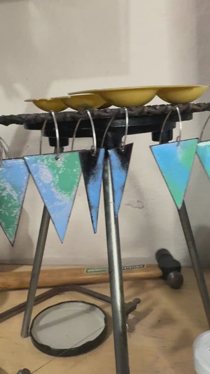 Black and blue silver enamel earrings